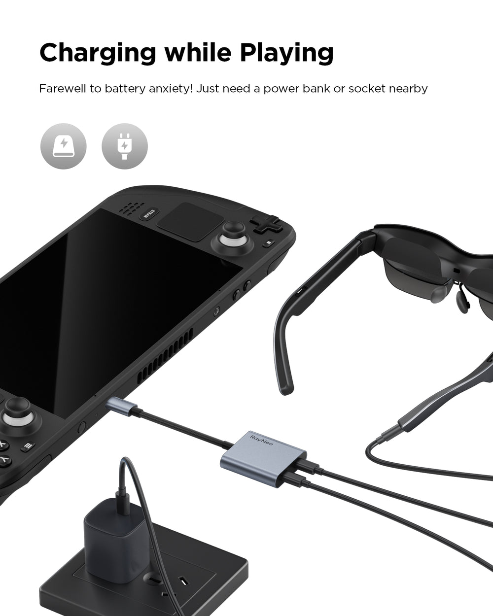 RayNeo USB-C to Glasses Charging Adapter - RayNeo